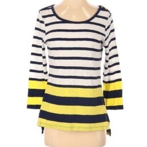 Anthropologie‎ Pilcro blue yellow white striped top